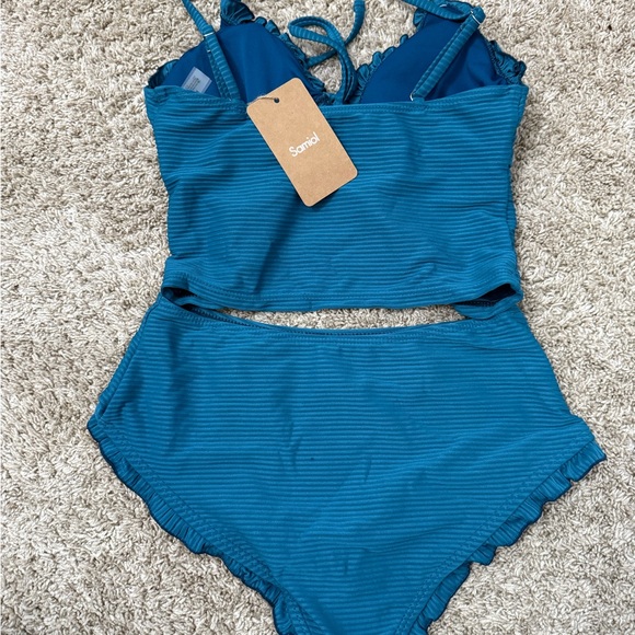 Samiol Teal Ruffled Tankini Set - Picture 2 of 2